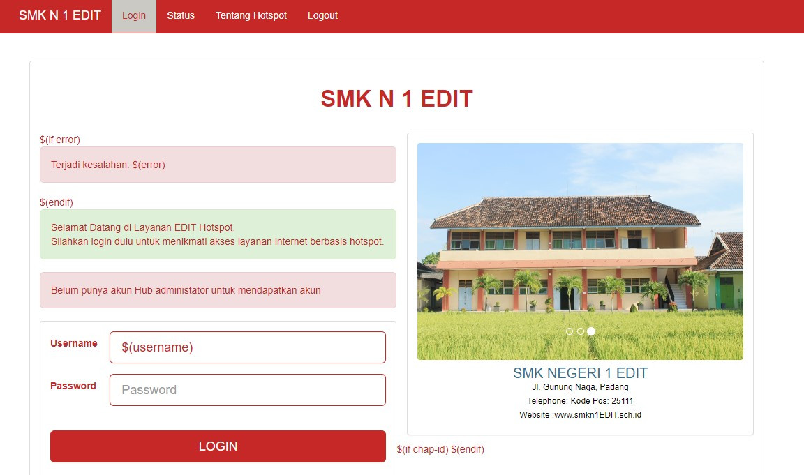 Download Login Page Hotspot Mikrotik Tema Sekolah SD SMP SMA SMK